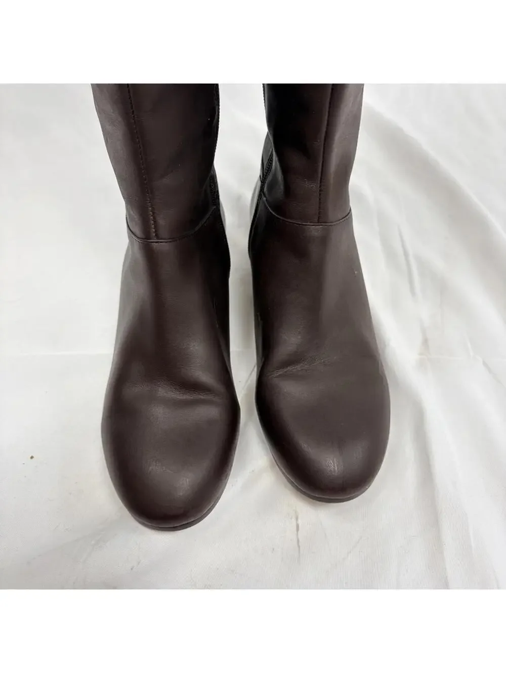 Nine West Oreyan Genuine Leather Knee High Brown Boots Gold Button Details 6.5